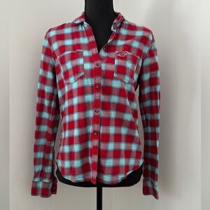 Hollister Red and Blue Plaid Shirt